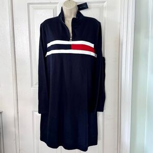 Tommy Hilfiger Long Sleeve Stripe Shirt Dress Navy Blue Red White Stripes NWT